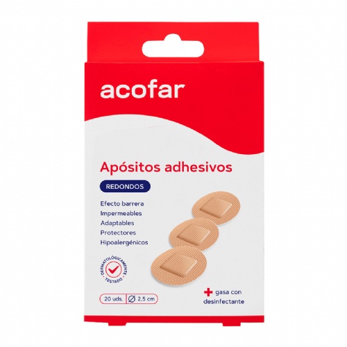 Aposito adhesivo - acofar (20 unidades redondos)
