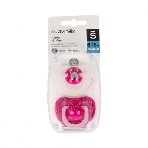 Chupete silicona anatomico - suavinex noche (6 - 18 meses 2 unidades)