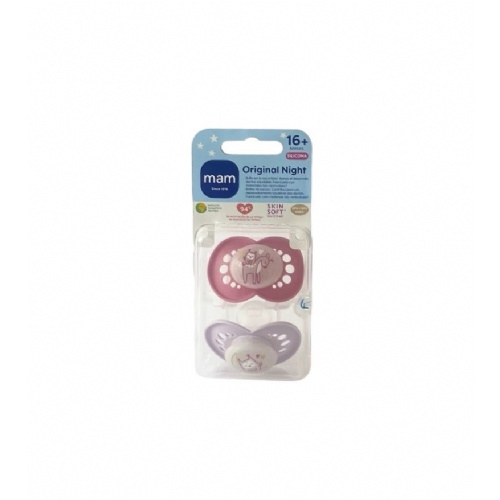 Chupete silicona - mam original pure night (+16 meses 2 unidades color rosa)