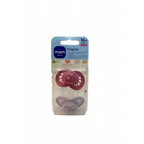 Chupete silicona - mam original pure (+16 meses 2 unidades color rosa)