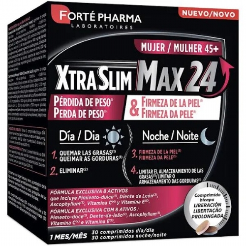 Xtraslim max 24 mujer 45+ (60 comprimidos liberacion prolongada (30 comprimidos dia + 30 comprimidos