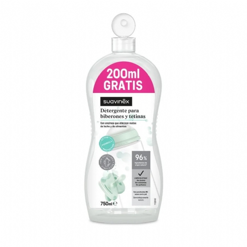 Suavinex detergente tetinas y biberones  1 botella 550 ml + 200 ml free