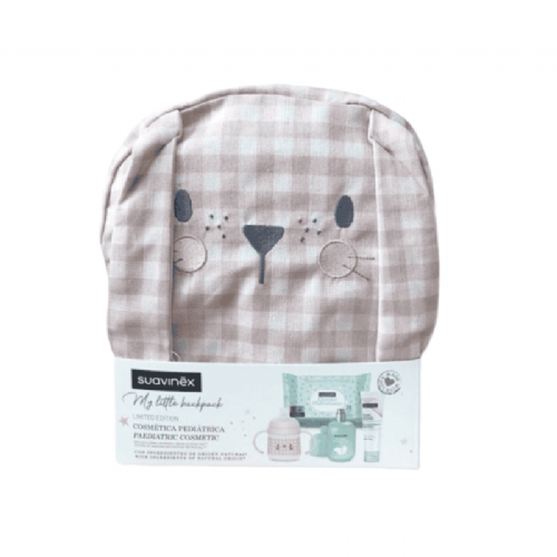 Suavinex baby my little backpack conejo  1 envase baby cologne 100 ml + pomada 1 tubo 50 ml + toalli