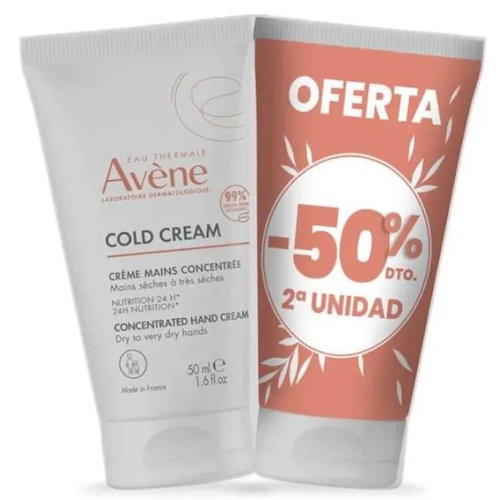 Avene cold cream crema de manos concentrada  2 envases 50 ml pack duo