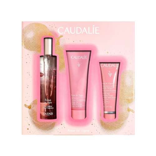 Caudalie pack agua refrescante rose de vigne 50 ml+ gel de ducha 50ml + crema manos y uñas 30ml