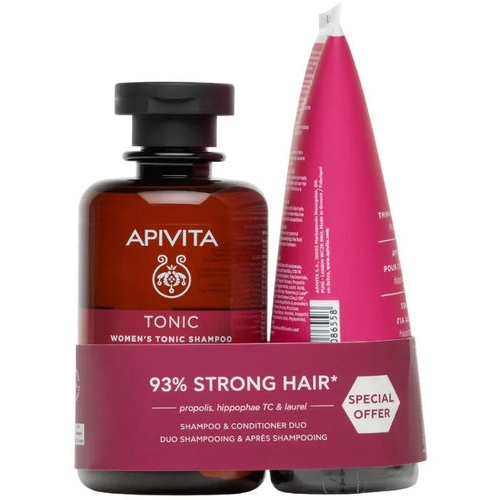 Apivita champu tonico mujer+ acondicionador para cabello fino