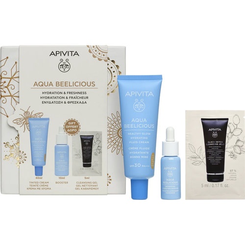 Apivita pack aqua beelcious spf30 con color 40 ml + serum 10 ml + gel limpiador 5 ml
