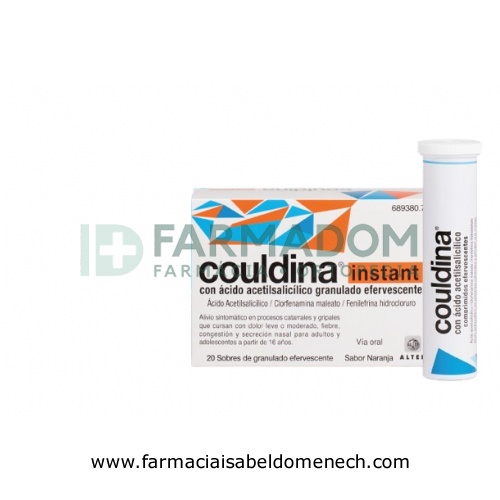 COULDINA INSTANT CON ACIDO ACETILSALICILICO GRANULADO EFERVESCENTE , 20 sobres