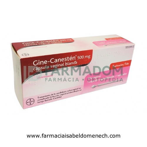 GINE-CANESTEN 500 MG CAPSULA VAGINAL BLANDA ,  1 capsula vaginal blanda + 1 aplicador