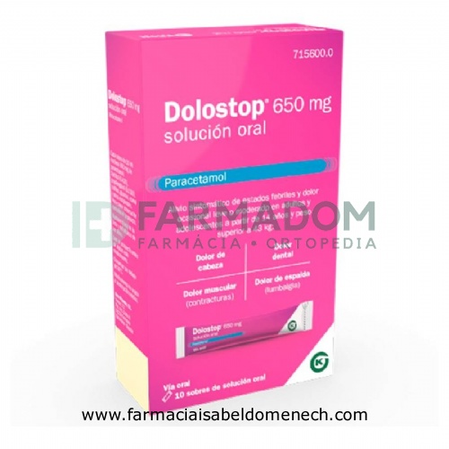 DOLOSTOP 650 MG SOLUCION ORAL, 10 sobres