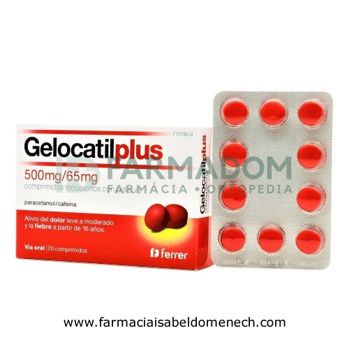 GELOCATIL PLUS 500 MG/65 MG COMPRIMIDOS RECUBIERTOS CON PELICULA, 20 comprimidos