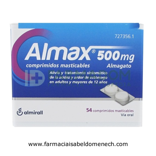 ALMAX 500 mg COMPRIMIDOS MASTICABLES,54 comprimidos