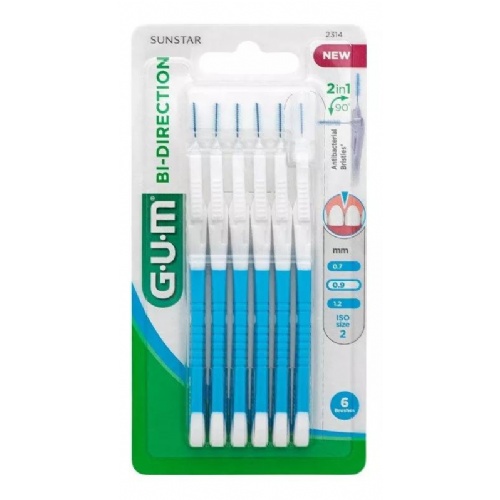 Cepillo interdental gum 2314 bi-direction 6 unidades 0,9 mm - gum 2314 bi-direction
