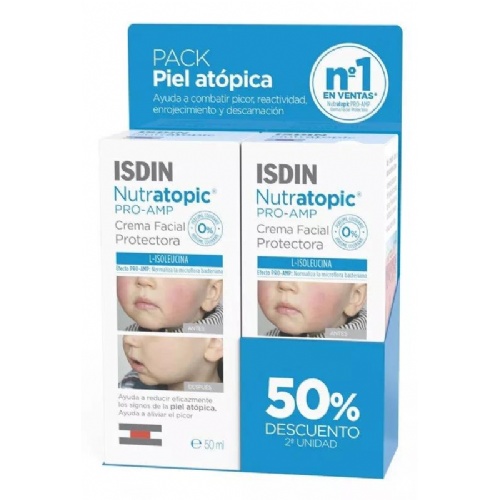 Isdin pack nutratopic pro-amp crema facial protectora 50ml 2u 50%