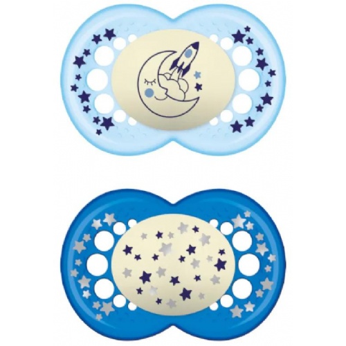 Chupete silicona fisiologico - mam original night (+ 6 meses 2 unidades color azul)