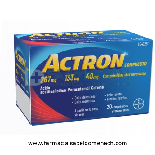 ACTRON COMPUESTO 267 MG/133 MG/40 MG COMPRIMIDOS EFERVESCENTES , 20 comprimidos