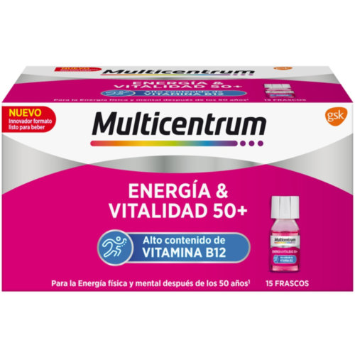 Multicentrum energia & vitalidad 50+ (15 frascos 7 ml sabor frambuesa)