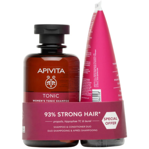 Apivita champu tonico mujer+ acondicionador para cabello fino