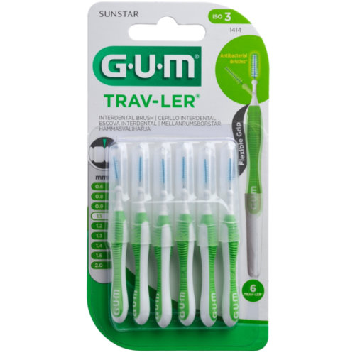Cepillo interdental viaje gum 1414 trav-ler ultrafino 1.1 mm conico 6 unidades - gum 1414 trav-ler