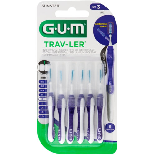 Cepillo interdental viaje gum 1512 trav-ler extrafino 1.2 mm cilindrico 6 unidades - gum 1512 trav-l