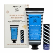Apivita pack  hypercum crema de manos secas + labial cacao