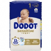 Pañal infantil dodot sensitive talla 1 2-5 kg 58 unidades