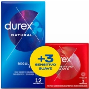 Durex natural plus + durex sensitivo confort - preservativos (12 + 3 preservativos pack)