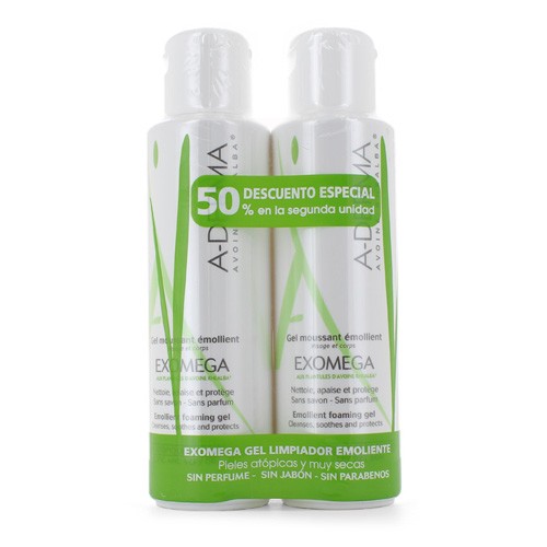A-DERMA EXOMEGA GEL LIMPIADOR EMOLIENTE (500 ML 2 ENVASES)